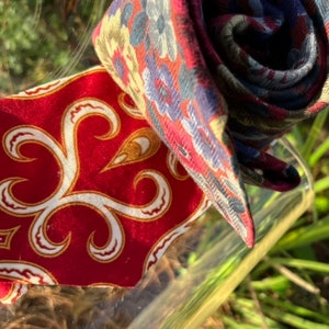 Two vintage fabric ties floral retro and batik fabric retro mens wear