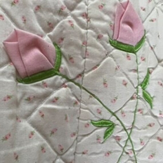 Rosebud quilted pink and white 80s vintage girls … - image 8
