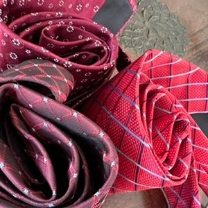 J.S. Blank retro red tie bundle bouquet of two silk/1 polyester neckties vintage