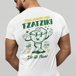 Greek Tzatziki Unisex T-shirt - Vintage Mascot T-shirt | Retro Mascot Tshirt | Greek Apparel | Perfect Birthday Gift for Friends