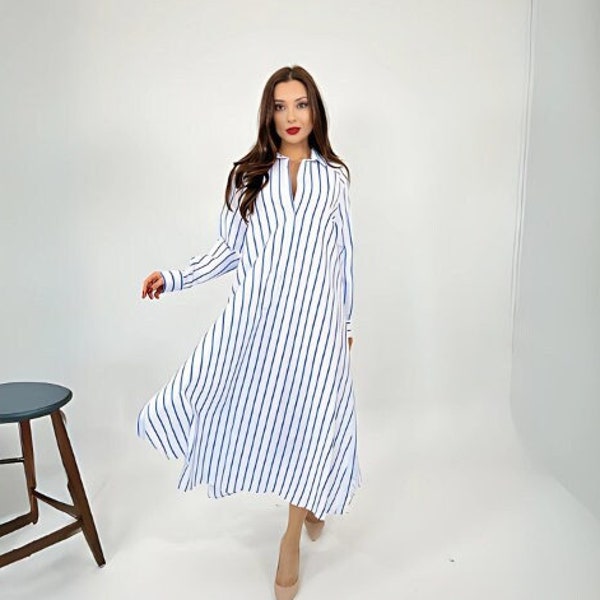 Midi Shirt Dress | Long Shirt Dress | Elegant Shirt Dress | Shirt Kaftan | Shirt Tunic | Summer Dress | Kaftan Maxi Dress | Long Sleeve