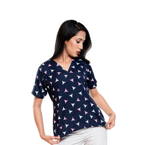 Women&#39;s printed top in Blue (PB), Comfortable wearing, Soft clothing, formal