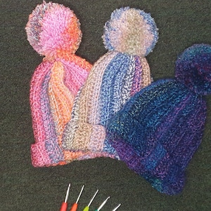 Crochet Handmade Bobble Hat - Blue/Purple