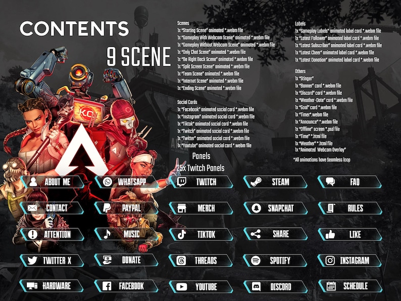 Apex Legends Animated Stream Overlay: UI Style (Digital Download) image 2