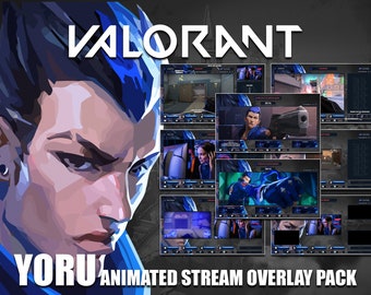 Valorant Agent Yoru geanimeerde stream-overlay voor OBS. Twitch, Youtube, Kick, Tiktok, Facebook of een ander streamingplatform