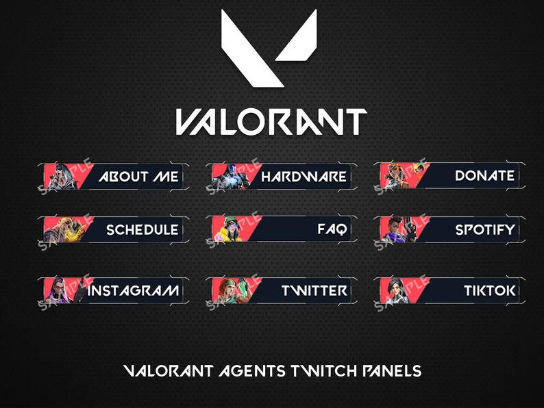 Valorant Agents Twitch Panels for Streamers Etsy