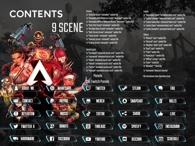 Apex Legends Animated Stream Overlay for OBS. Twitch, Youtube, Kick ...