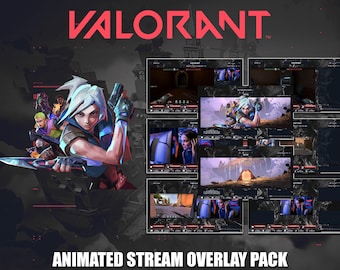 Superposición animada de transmisión de Valorant: Twitch, YouTube, Kick (descarga digital)