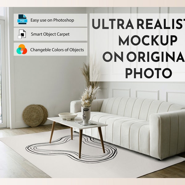 Rugs Mockup | Carpet | Living Room Carpets | Rectangular Rug | Living Room Rugs Mockup | Rug and Carpet Mockup | Minimalist Interior Mockup