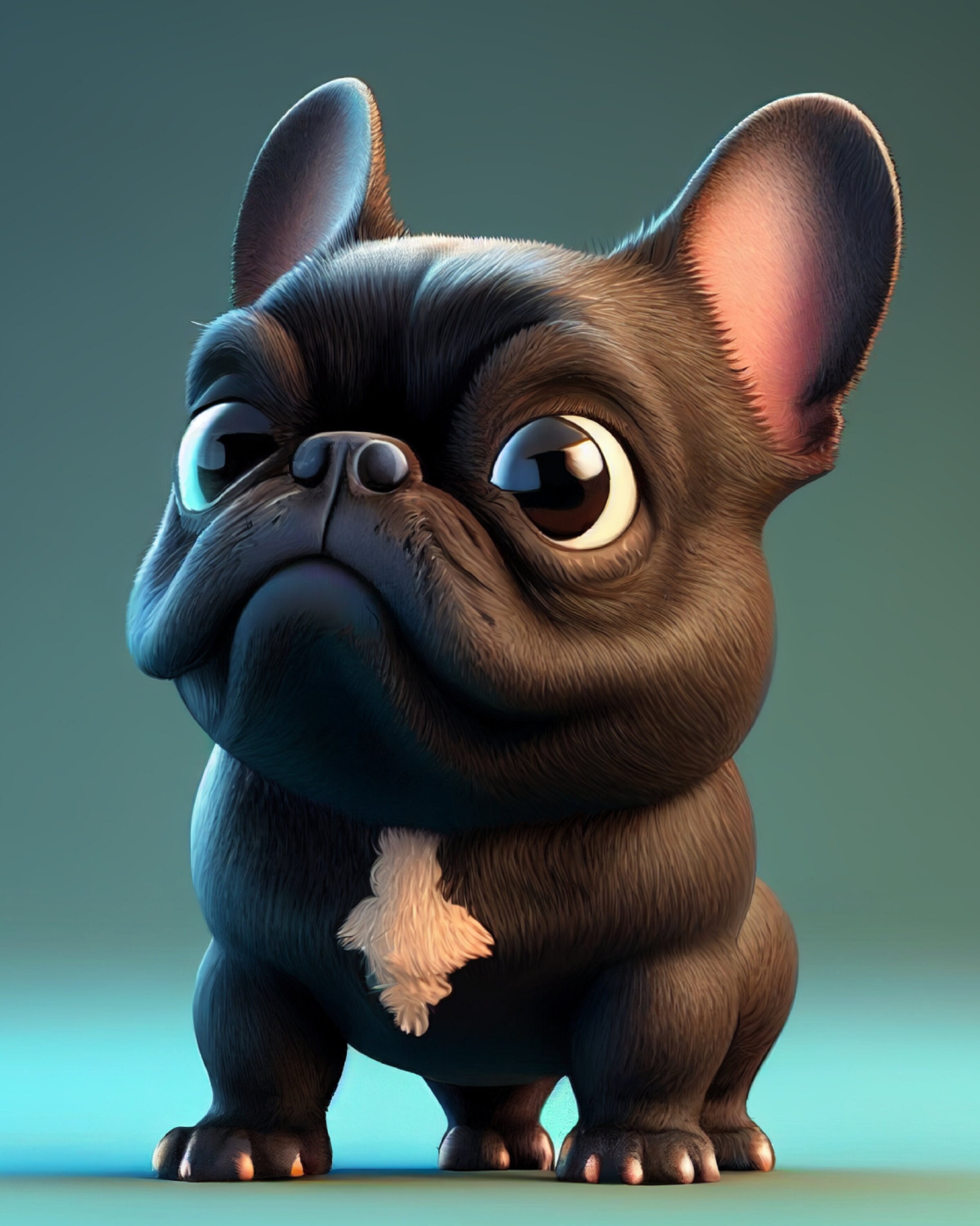 Cute Cartoon Dog Art French Bulldog Digital Download Etsy