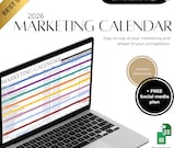 2026 Marketing Calendar and free Social Media Strategy Template (Digital Download)