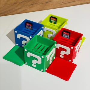 Switch Spielkarten Halter Fragezeichen Box Spiele Organizer Retro Design Aufbewahrung Nintendo Geschenk Idee 3D Druck Gaming Zubehör