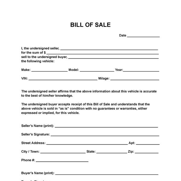 Bill of Sale