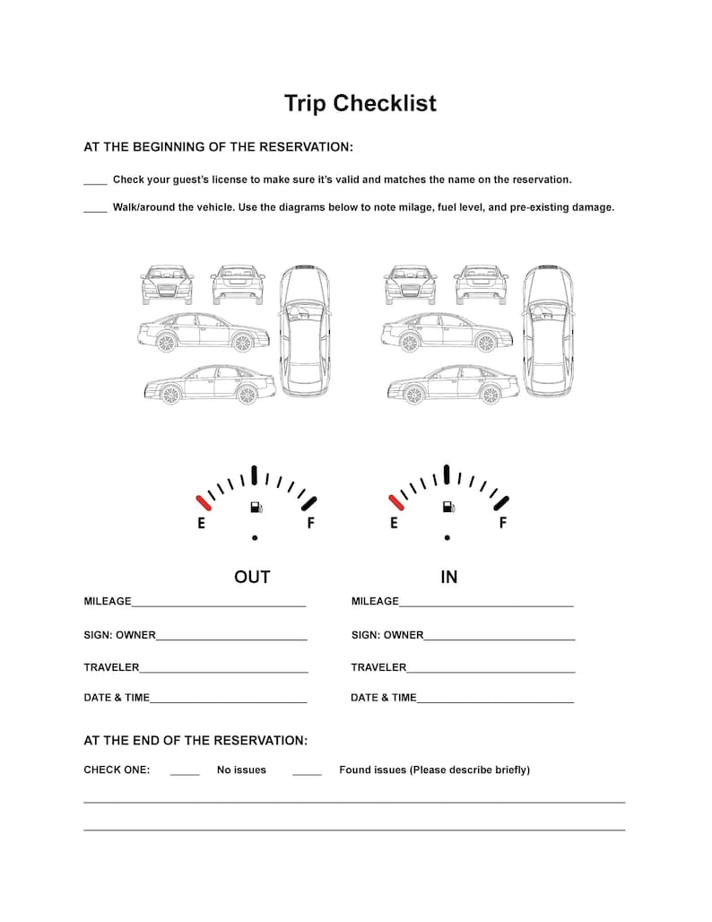 Car Inspection Form Etsy