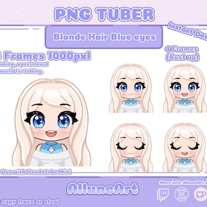 Blonde Hair | Blue Eyes | Chibi PNGTuber Model for Twitch/YouTube | Vtuber Model | PNGTuber Twitch | Vtuber Assets | PNGTuber Premade
