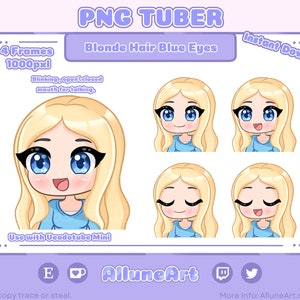 Blonde Hair | Blue Eyes | Chibi Model for Twitch/YouTube/Kick | Vtuber Model | PNGTuber Twitch | Vtuber Assets |