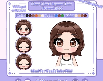 Female | Short hair | Dark Brown Hair | Brown Eyes | Chibi Model for Twitch/YouTube/Kick | Vtuber Model | PNGTuber | Vtuber Assets |