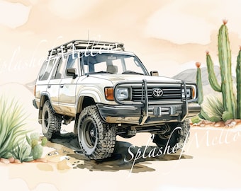 Watercolor Vintage 4Runner Clipart - Vintage Car Clipart - Vintage Car PNG - Instant Download Clipart - Digital Clipart PNG
