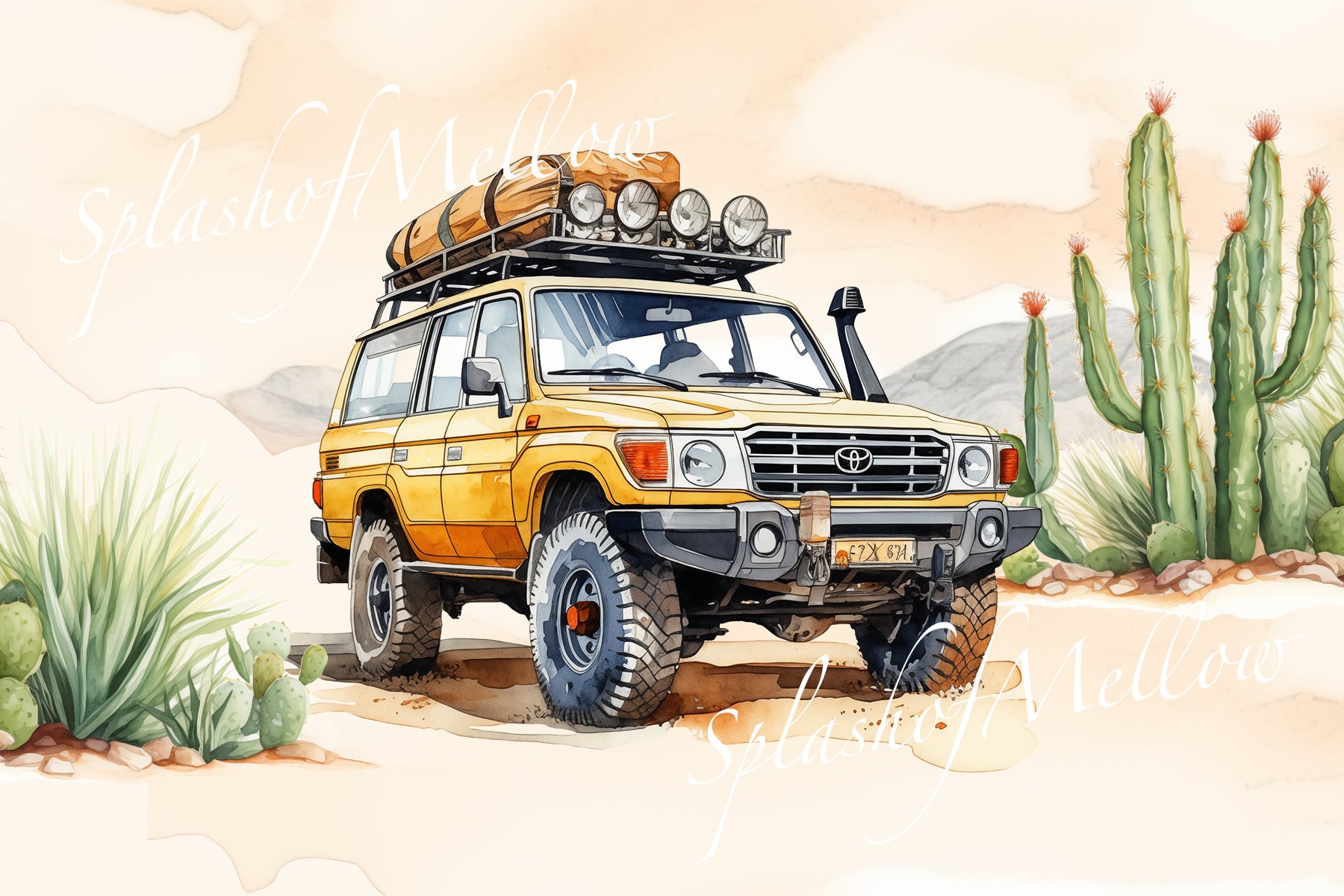 Watercolor Vintage Land Cruiser Clipart Vintage Car Clipart Vintage Car