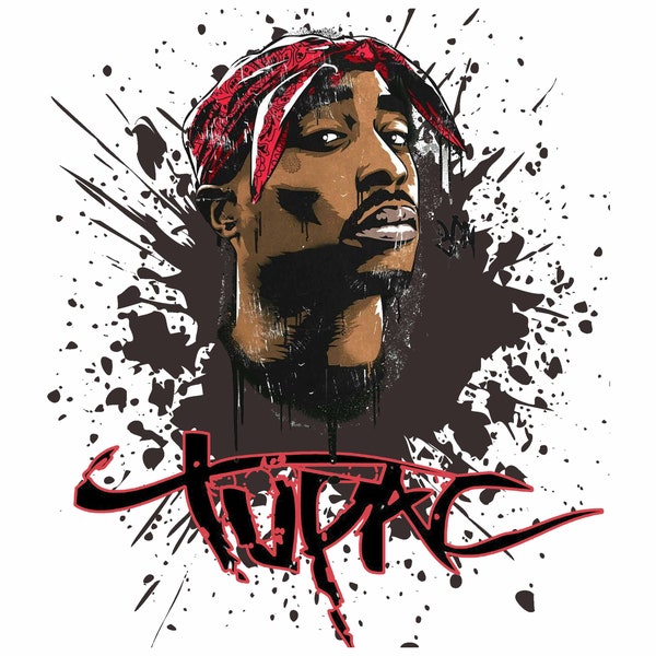 TUPAC Shakur | Tee Shirt PNG | T-shirt contrefait PNG | Conception de t-shirt bootleg imprimable | Rappeur | Hip Hop | Téléchargement instantané et prêt à imprimer