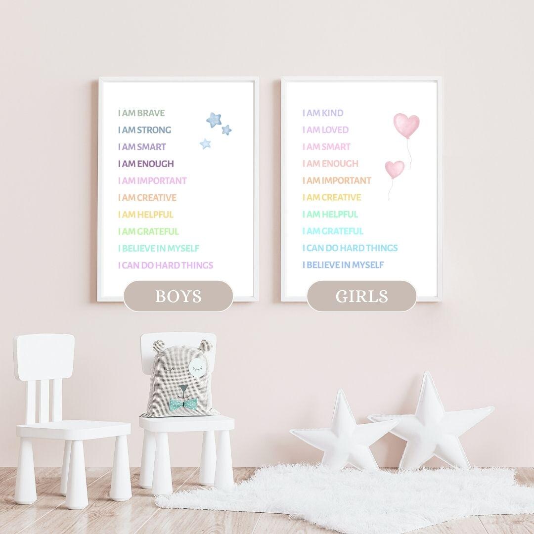 Kids Affirmations Wall Art Printable – Boys & Girls I Am Positive ...