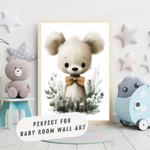 Forest Animals Nursery Wall Art Set – Woodland Baby Fox Deer Bear Squirrel Prints, Boho Neutral Kids Room Decor Printable