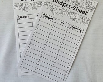 Budget sheet