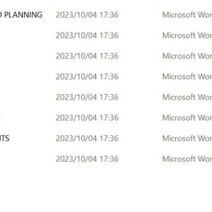 May include: A list of eight Microsoft Word documents, each with a file name and size. The file names are "WI 01 - SALES, ORDER TAKING AND PLANNING", "WI 02 - PURCHASING", "WI 03 - RECEIVING", "WI 04 - PRODUCTION", "WI 05 - INSPECTION AND TESTING", "WI 06 - PACKAGING AND STORAGE", "WI 07 - INVOICING AND STATEMENTS", and "WI 08 - DESPATCH". The file sizes are 45 KB, 43 KB, 79 KB, 80 KB, 81 KB, 79 KB, 43 KB, and 80 KB.