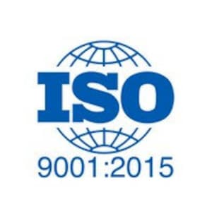 Puede incluir: Logotipo de certificación ISO 9001:2015, que presenta un globo terráqueo azul con la palabra "ISO" en letras azules en negrita y el texto "9001:2015" debajo.