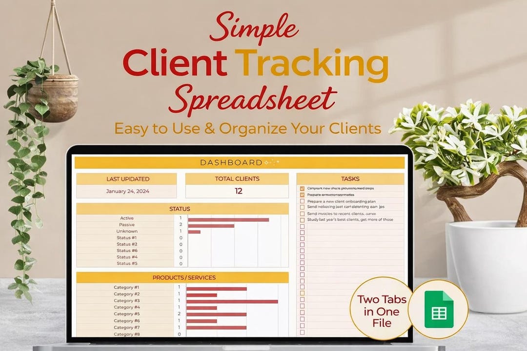 Simple Business Client Tracker Spreadsheet | Google Sheets CRM Template ...