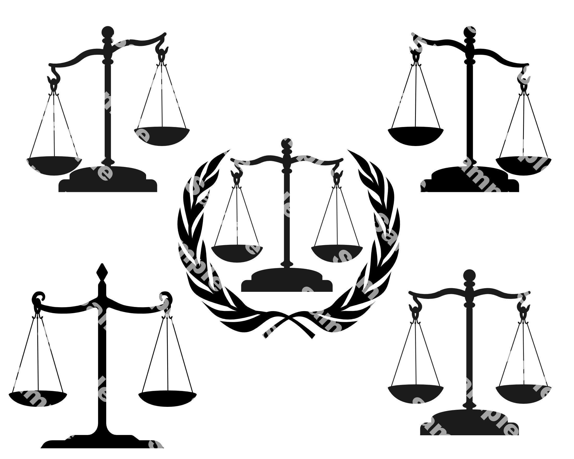 Scales of Justice SVG Files Bundle Vector Images Clipart Etsy