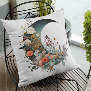 Floral Moon Decor Crescent Moon Decor Moon Pillow Moon Moon Phase Decor Abstract Moon Decor Moon Lover Gift For Moon Lover Moon Bedding Moon