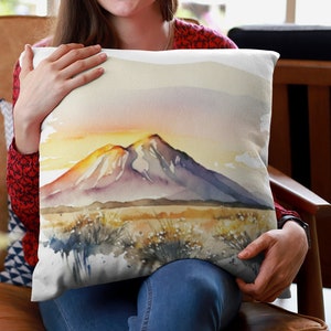 Mountain Pillow Mountain Bedding Nature Pillow Nature Throw Pillow Nature Bedding Outdoor Pillow Sun Bedding Pillow Watercolor Bedding Farm