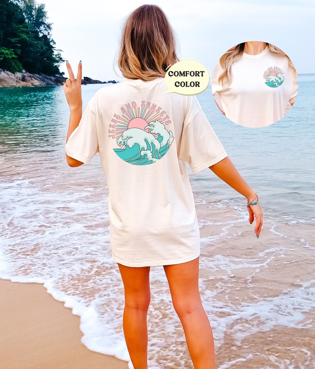 Cute Jesus Tee Vacation Tshirt Beach Shirt Boho Graphic T-shirt Bible ...