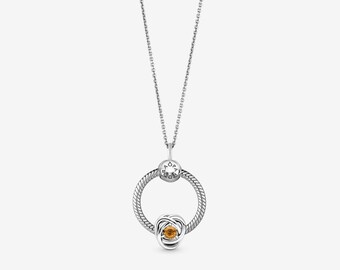 May Birthstone Eternity Circle O Pendant Set Sterling