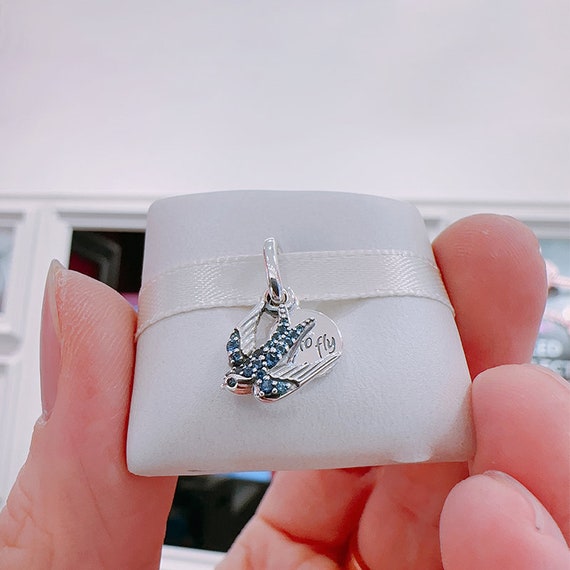 New PANDORA 925 Blue Crystals Sparkling Swallow & Quote Fly - Etsy Hong Kong