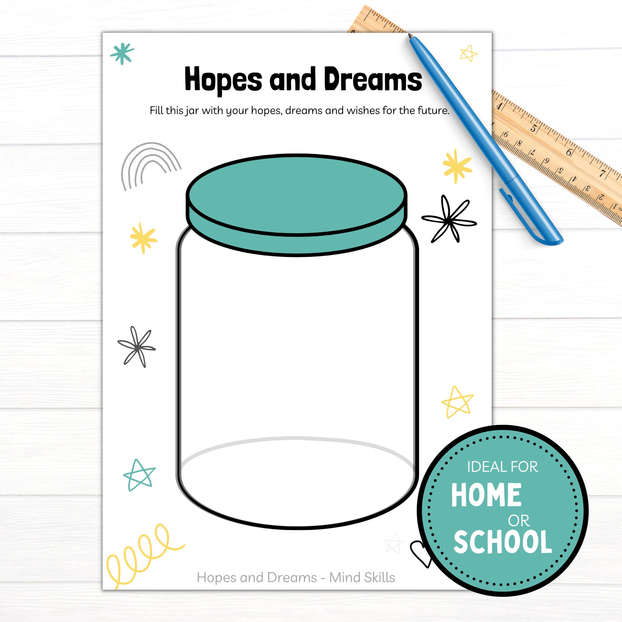 Hopes and Dreams Jar Worksheet, PSHE Teacher Resources, School