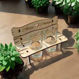 Schnapsbank mit Gravur / Schnapsgläser mit Gravur / Hochzeit / Hochzeitstag / individuelles Geschenk