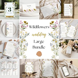 Wildflower Wedding Invitation Bundle Floral Editable Templates PrintableInstant Download Floral Theme canva template flora prints wildflower