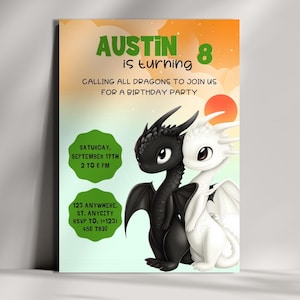 How to Train Your Dragon Invitation | Birthday Invitation Template for Boys | Editable Printable Invite | Digital | Hidden World Night Fury