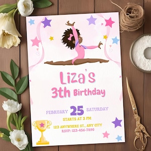 Gymnastics Birthday Invitation EDITABLE Gymnastics Party Invitation Template Boy & Girl Gymnasts Birthday Invite Instant Download party