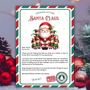 Editable Personalized Letter from Santa Claus From The Desk of Santa Christmas Eve North Pole Mail Instant Download Printable Template canva