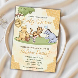 Classic Winnie the Pooh baby shower Invitation Winnie the Pooh shower Invite Little Hunny baby shower Invitation Evite Template winnie