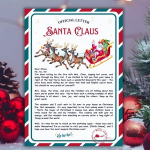 Editable Personalized Letter from Santa Claus From The Desk of Santa Christmas Eve North Pole Mail Instant Download Printable Template canva