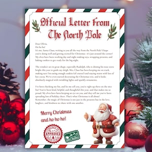 Editable Personalized Letter from Santa Claus From The Desk of Santa Christmas Eve North Pole Mail Instant Download Printable Template canva