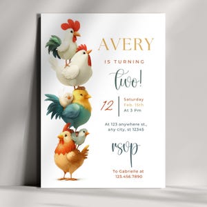 Editable Chicken Birthday Invitation, Instant Download, Chicken Birthday, Cluck on Over, Farm Daisy Invite, Printable Invite
