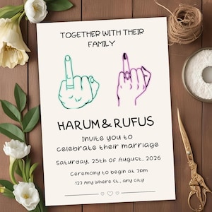 Evite de mariage | Modèle numérique de faire-part de mariage | Téléchargement instantané | Invitation Whatsapp par e-mail dessinée à la main | Jolies illustrations de fête