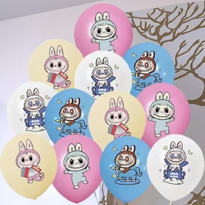 10 palloncini a forma di anime Labubu - palloncini in lattice per baby shower, decorazioni per feste di compleanno, articoli per feste a tema anime