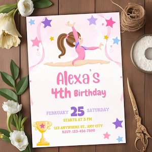 Gymnastics Birthday Invitation EDITABLE Gymnastics Party Invitation Template Boy & Girl Gymnasts Birthday Invite Instant Download party