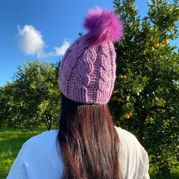 Bonnet en laine mérinos pour femme, béret chic pour femme, béret fait main, bonnet d'hiver en tricot, cadeau fait main pour femme